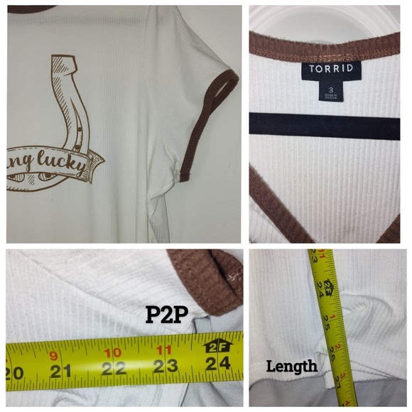 Torrid Graphic T-Shirt Horseshoe “Feeling Lucky” Short Sleeves Brown/White 3X - Picture 2 of 3